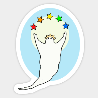 Royal Ghost with rainbow stars Sticker